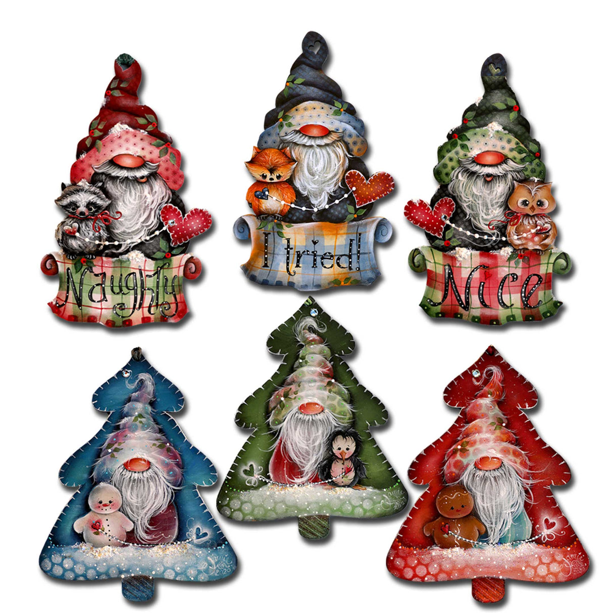 Christmas Gnomes Decorative Wooden Magnets Set of 6 by Jamie Mills-Price - Christmas Decor - 8090049G-S6-MP