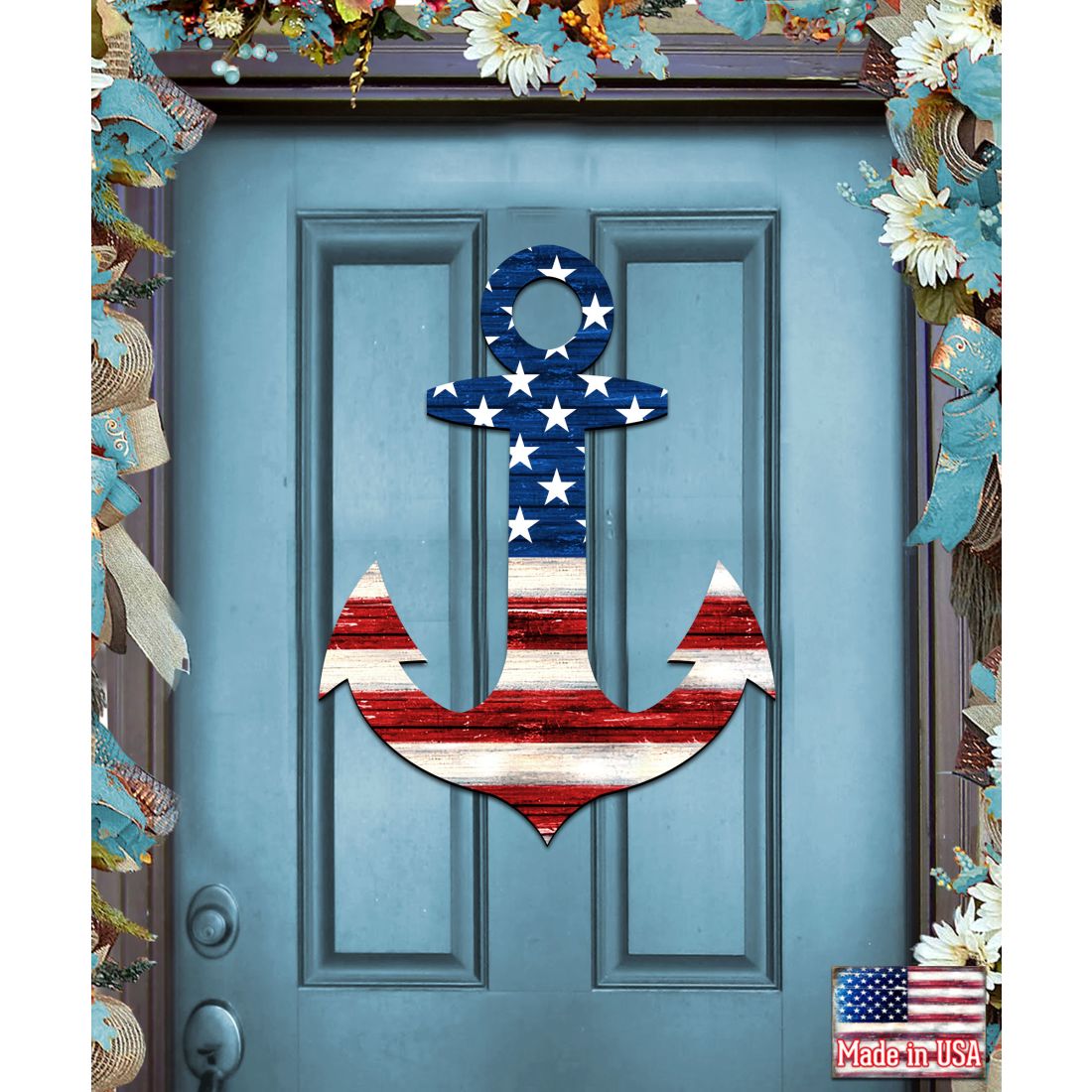 Decoración navideña para puerta con ancla americana - Decoración navideña americana - 8198913H