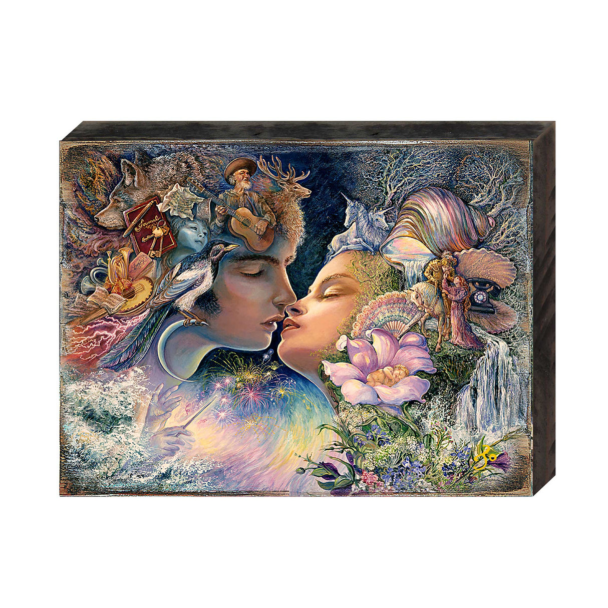 Arte de pared de madera "Preludio a un beso" de Josephine Wall - Decoración de fantasía - 852150-JW