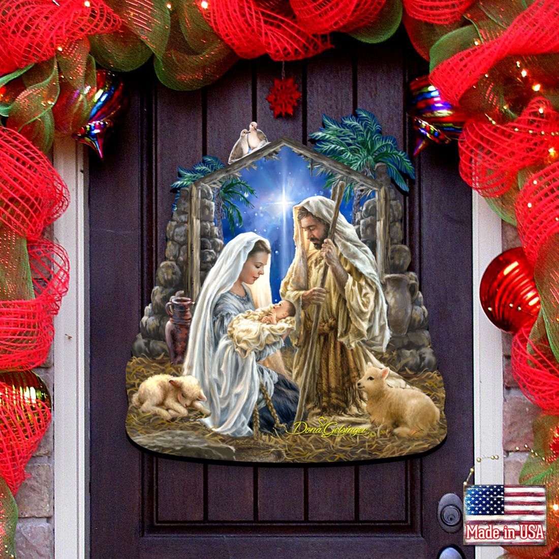 Decoración para puerta del Nacimiento "Gloria a Dios" de D. Gelsinger - Decoración navideña del Nacimiento - 8461010H-1722
