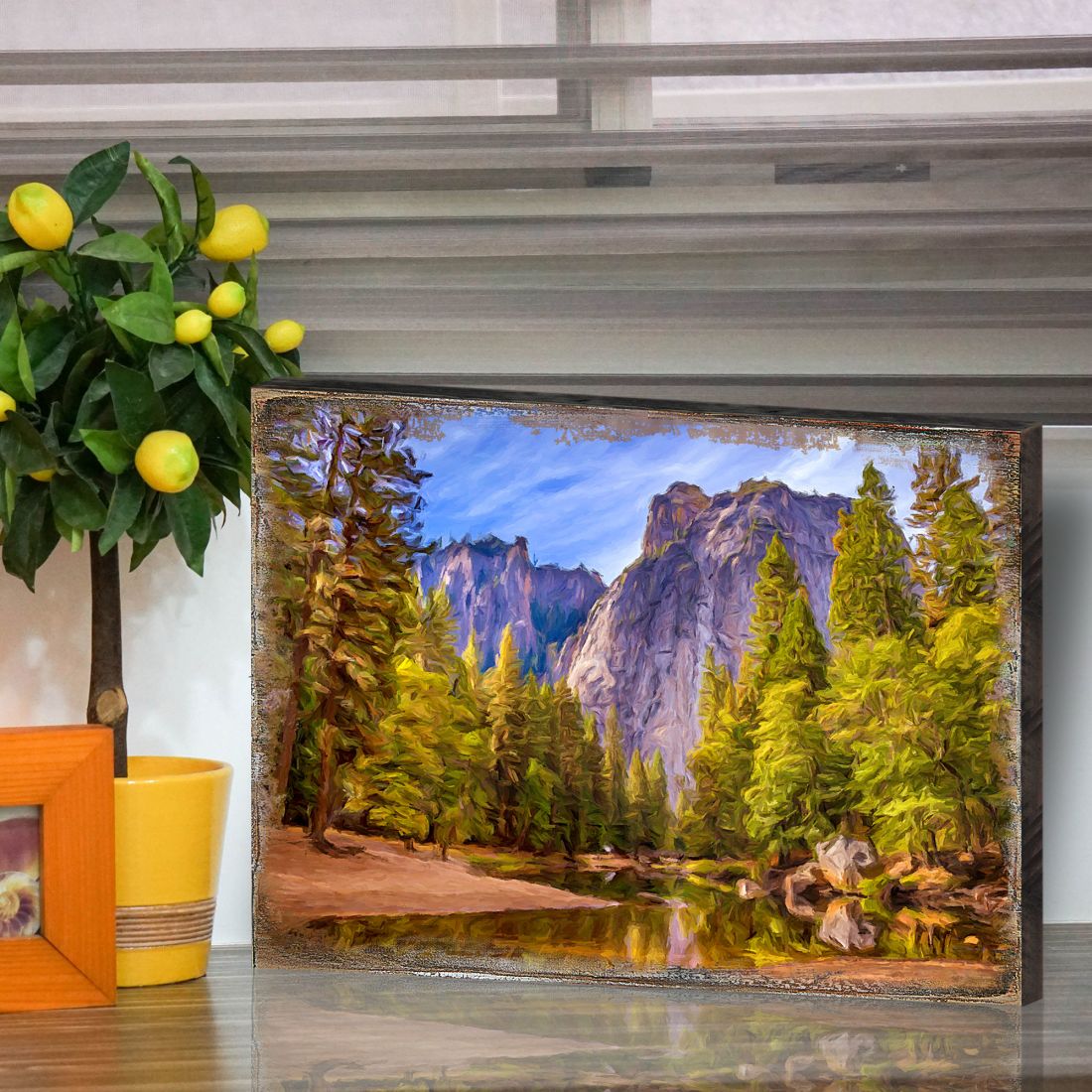 Arte mural de madera con lago forestal de Nature Wonders - Decoración de vida silvestre - 95238B