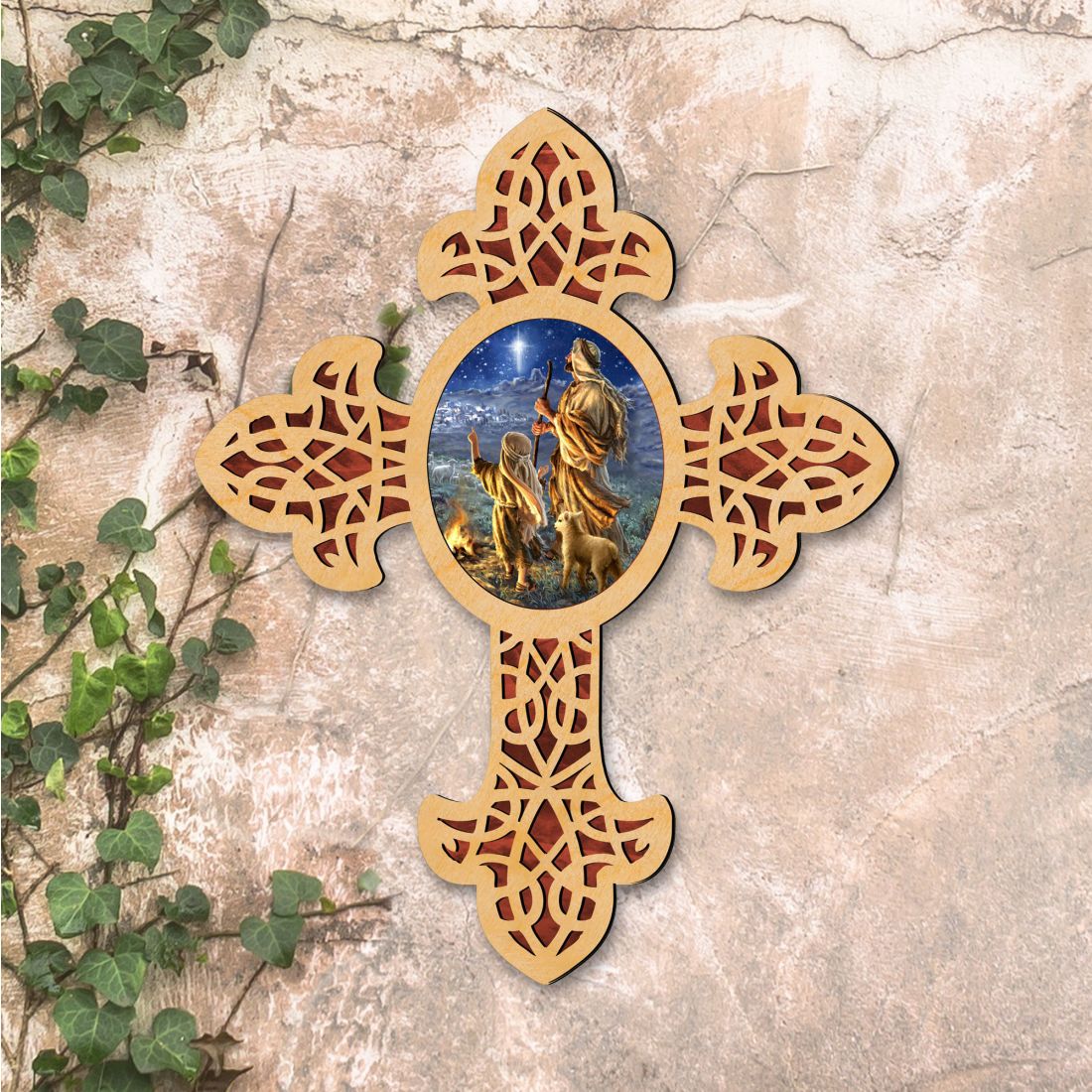 Cruz de madera puntiaguda Starlight Shepherd de D. Gelsinger - Decoración inspiradora - 88387-DG