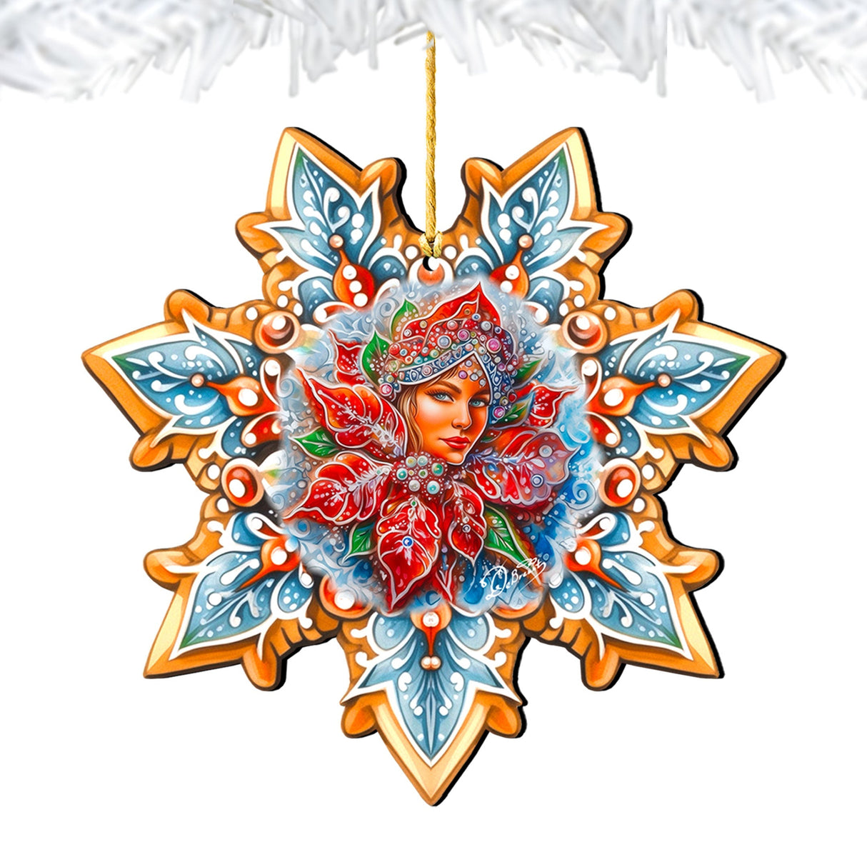 Adornos de madera con forma de copo de nieve de la Doncella de Nieve de G. Debrekht - Decoración navideña - 8688401