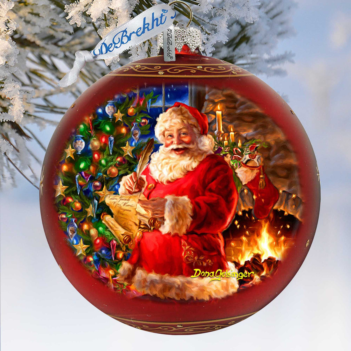 Wish List Santa Lg Glass Ornament in Red by Gelsinger - Christmas Decor - 73925R-DG