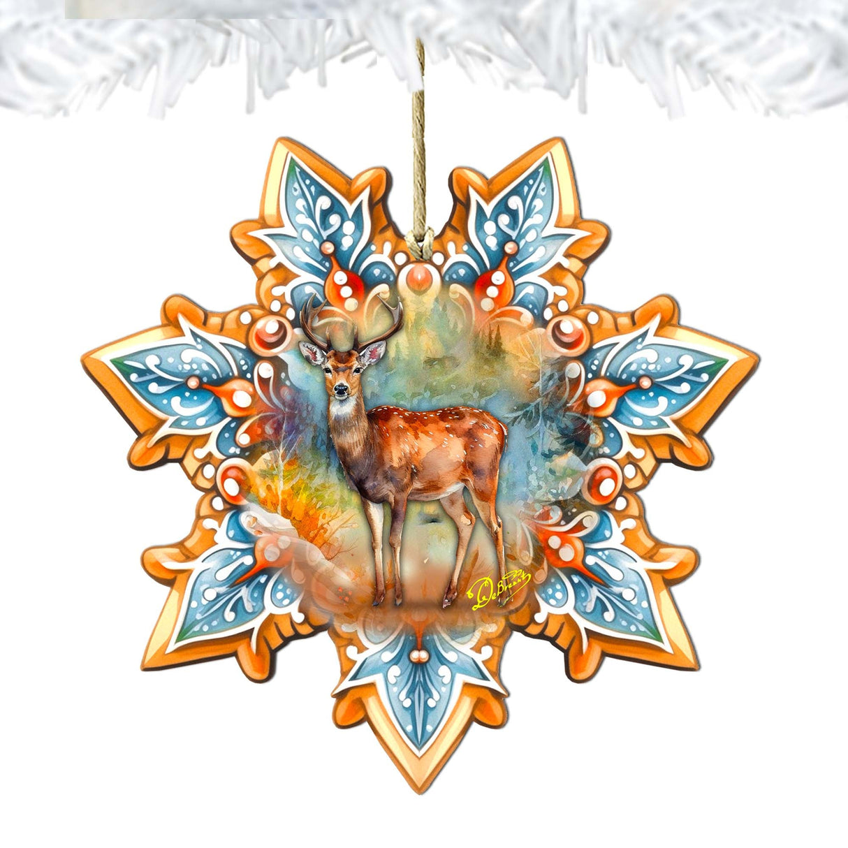 Adornos de madera con forma de copo de nieve de alce del bosque de G. Debrekht - Decoración de vida silvestre - 8688413