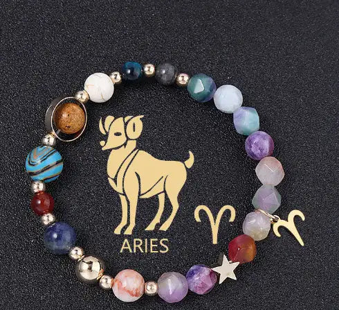Twelve Constellation Constellation Bracelet Natural Stone Cut Color - Lootquake