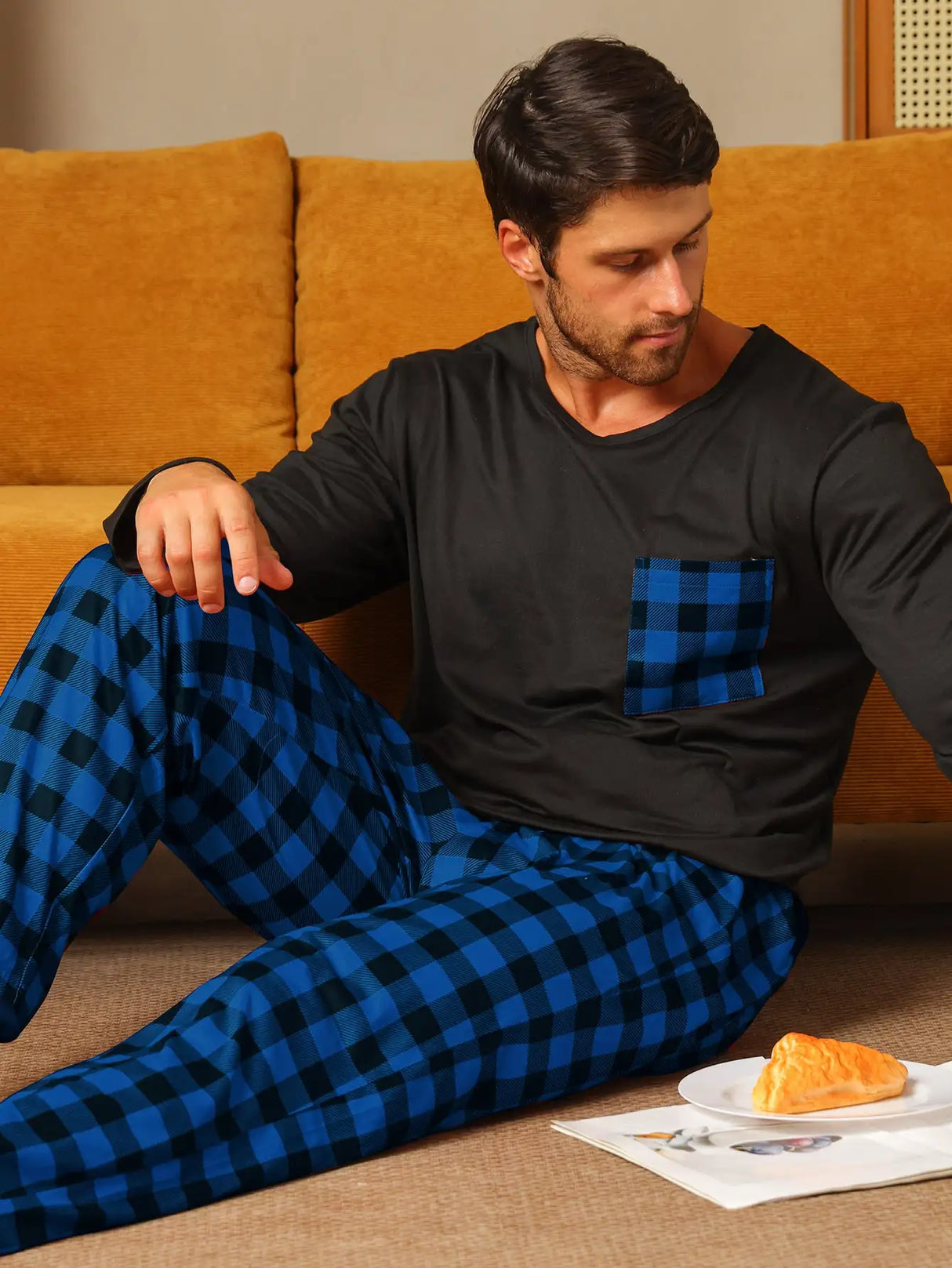 Ice Silk Long Sleeve Long Pants Men's Pajama Set - Lootquake