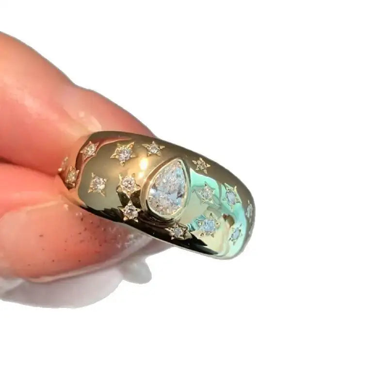 Fashion XINGX Water Drop Gem Ring Inlaid - Lootquake