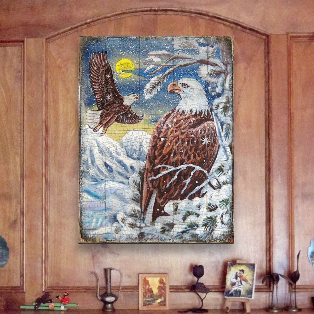 Eagle Art Wooden Wall Art by Nature Wonders - Nature Wildlife Decor - 95219B