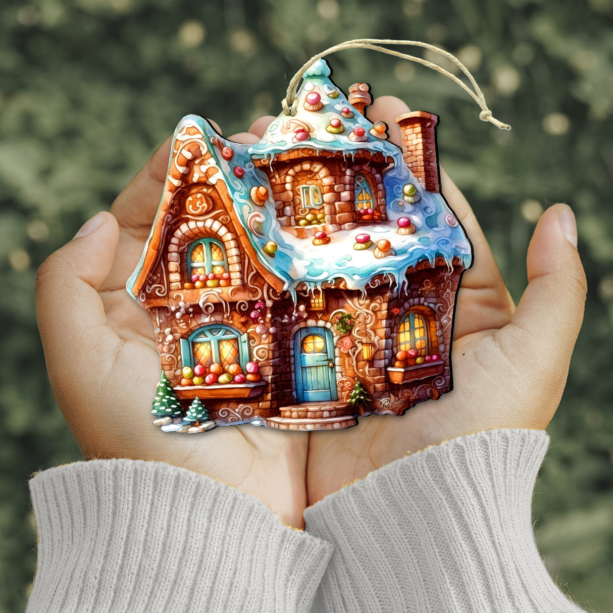 Adornos de madera de casita de jengibre de G. Debrekht - Decoración navideña - 8100191-2