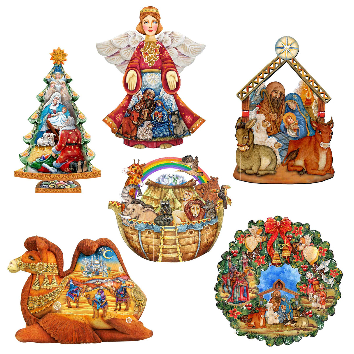 Nativity Decorative Wooden Magnets Set of 6 by G. Debrekht - Nativity Holiday Decor - 8090133G-S6