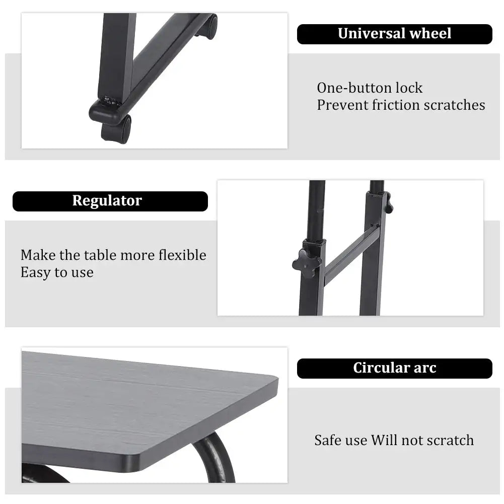 Adjustable Laptop Cart Mobile Computer Desk Overbed Writing Table with Wheels 02# - Lootquake