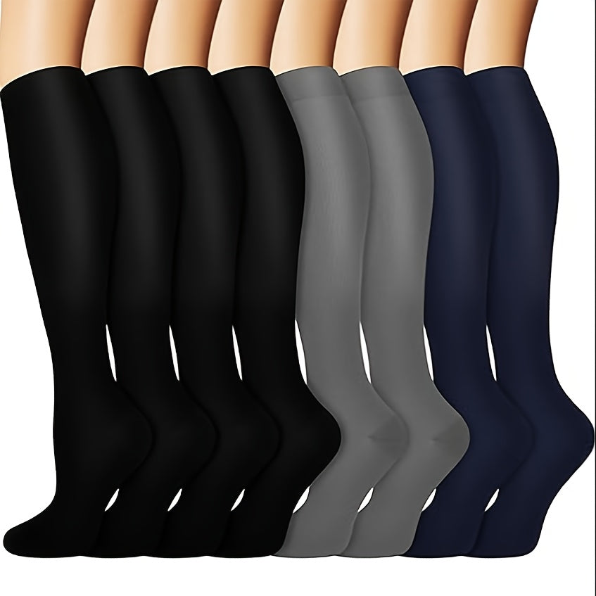 8 paires de chaussettes de compression unisexes infusées de cuivre – Soutien circulatoire amélioré (10-20 mmHG) – Hauteur genou confortable pour infirmières, grossesse, course à pied, randonnée et cyclisme