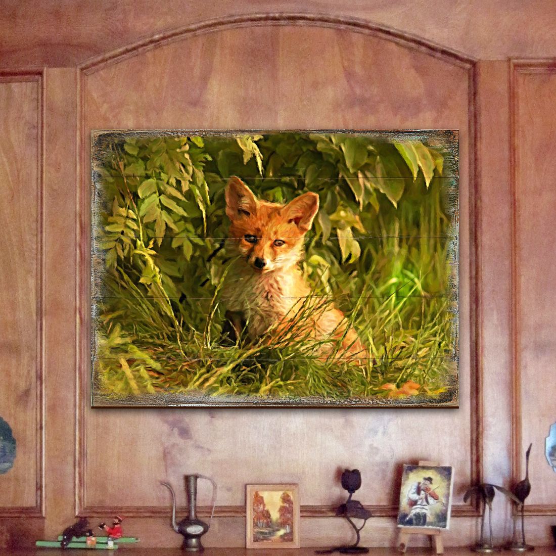 Arte mural de madera con zorros de Nature Wonders - Decoración de vida silvestre - 95294B