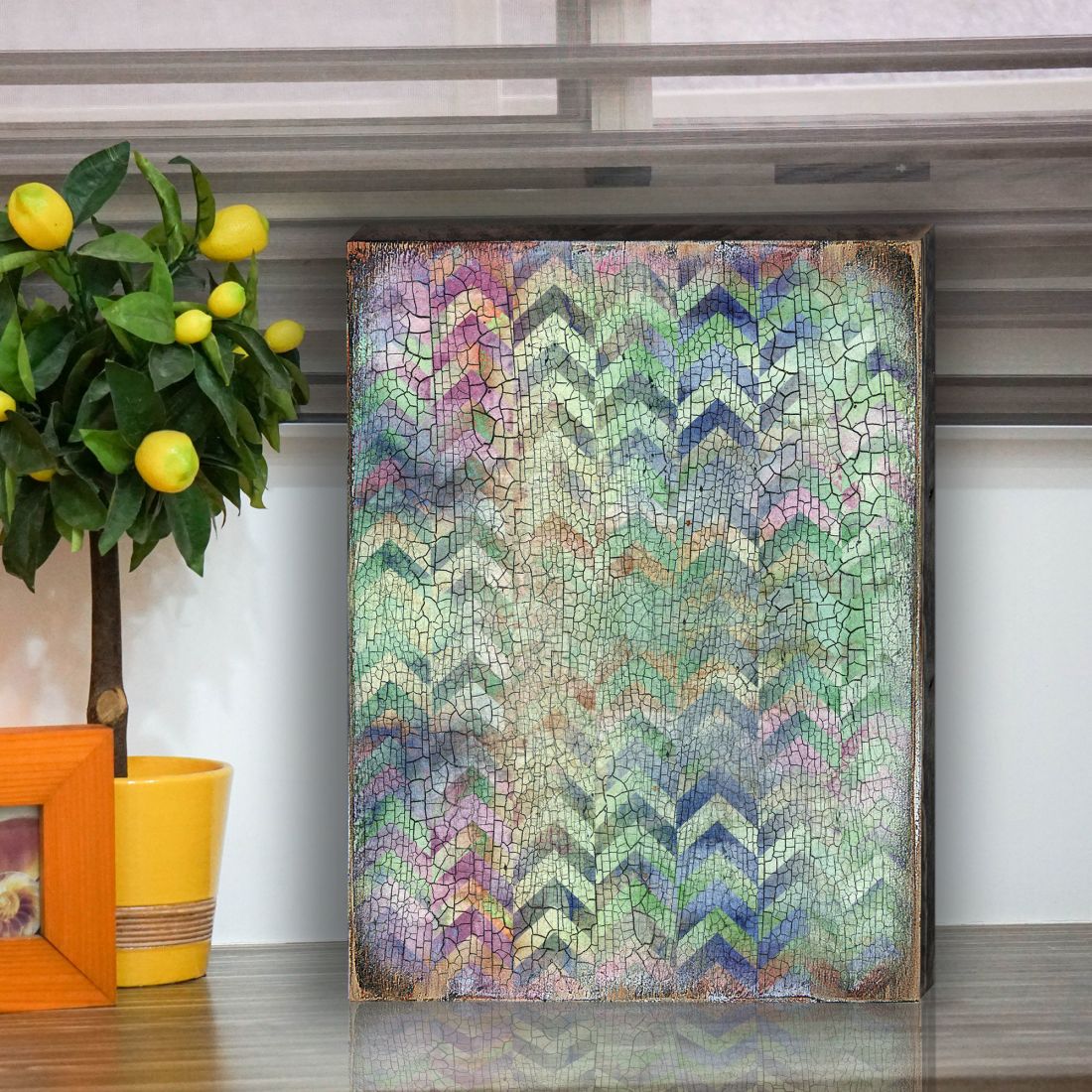 Graphic Rustic Wooden Wall Art by G. DeBrekht - Floral Ornamental Decor - 95002B