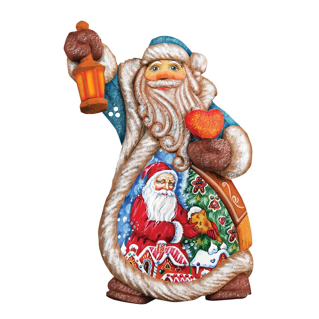 Figura navideña de Papá Noel, esculpida y pintada a mano por G. DeBrekht - Decoración navideña de muñeco de nieve - 661211