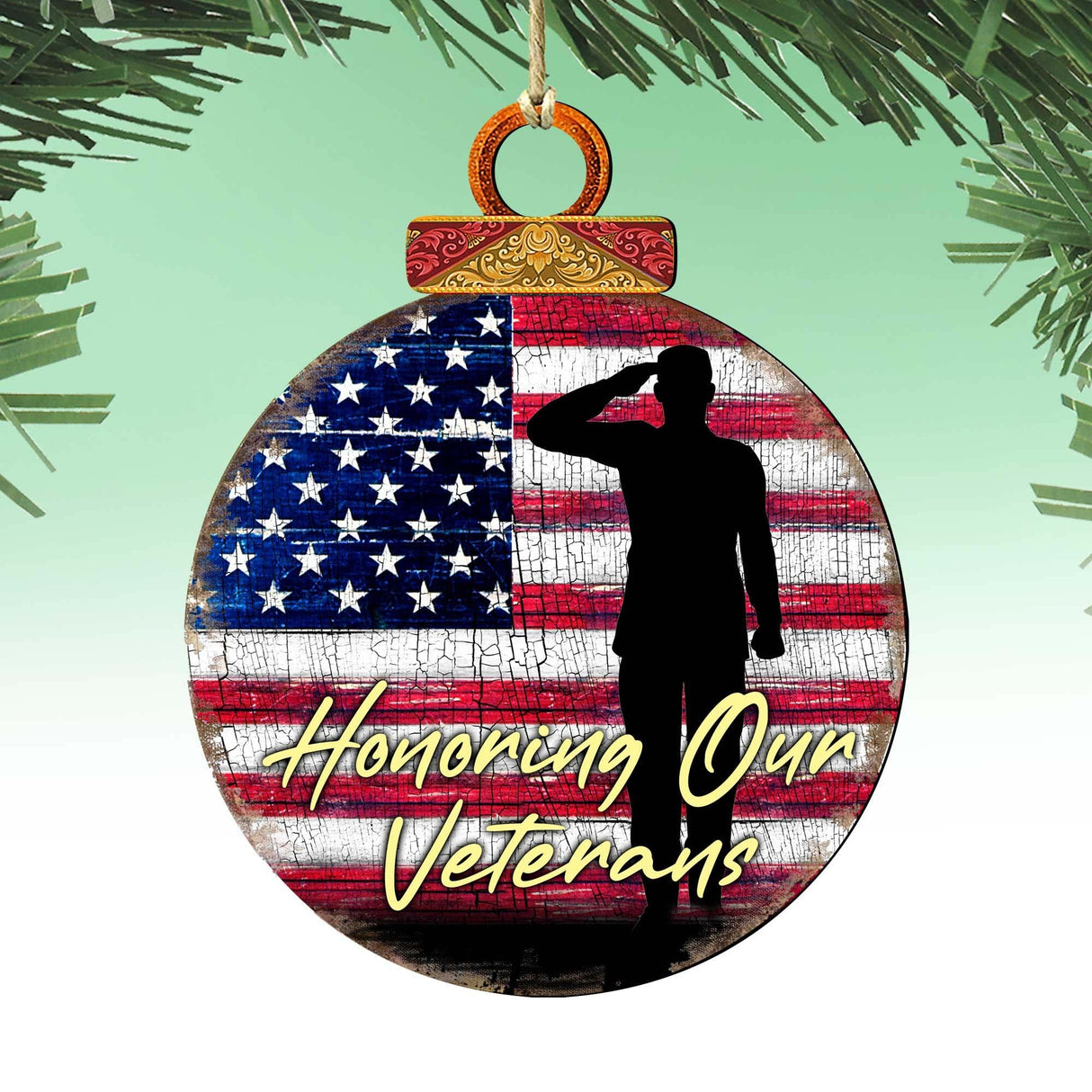Veterans Honor Ball Wooden Ornaments - International Decor - 8187103