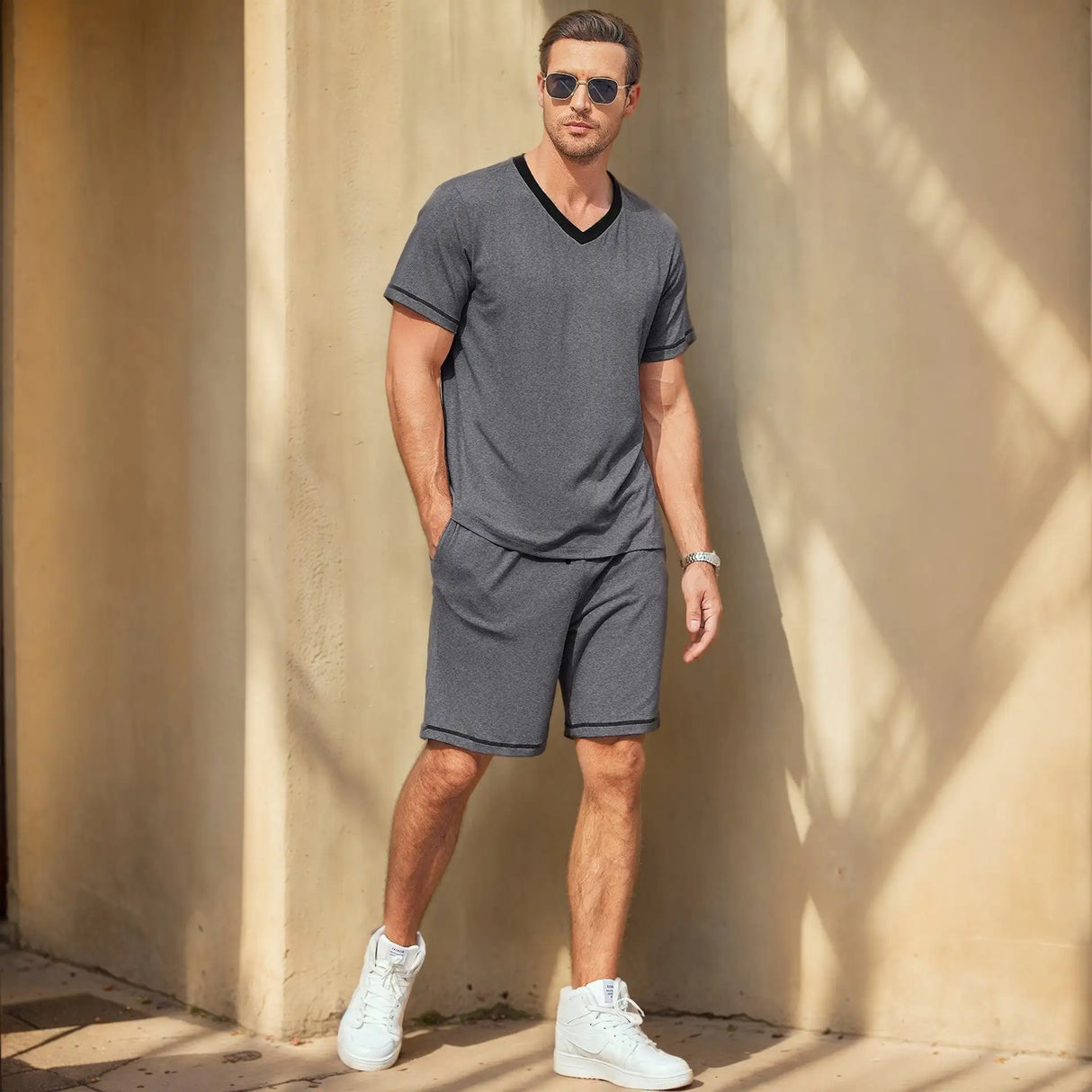Men's Casual Suit Short-sleeved Shorts Two-piece Set - Lootquake