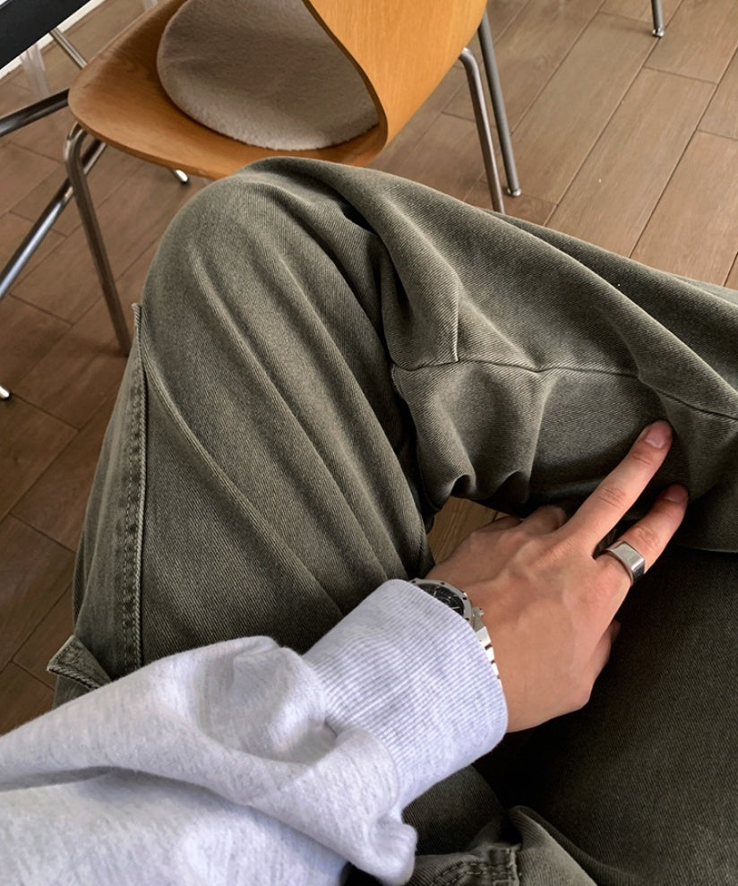 Cargo Jeans Washed-out Vintage Large Pocket Straight-leg Pants - Lootquake