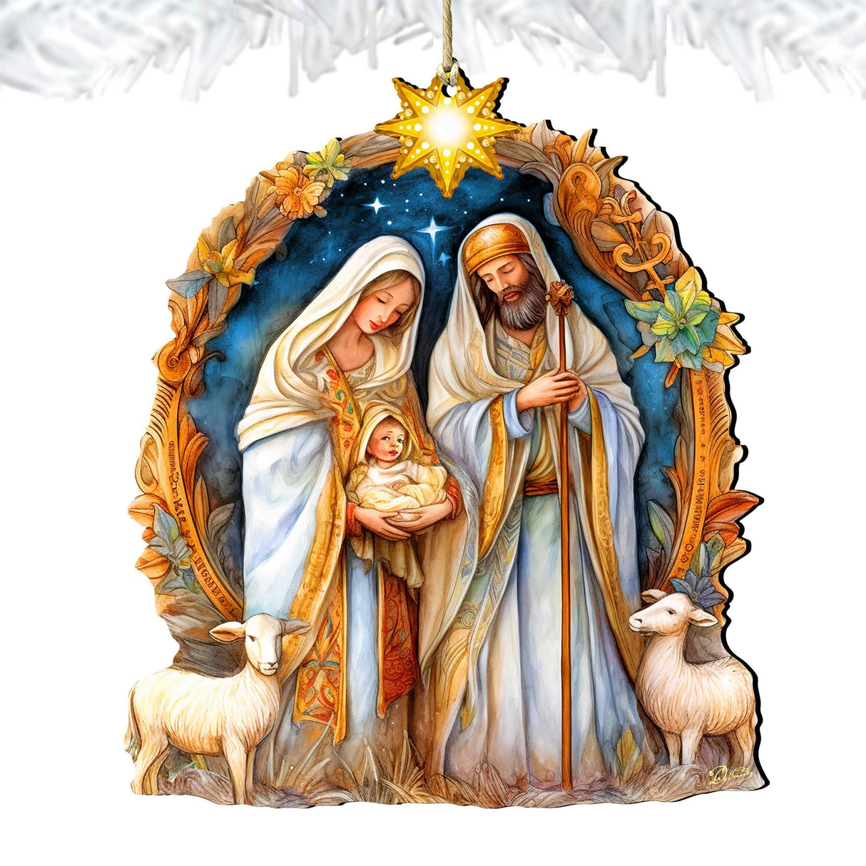 Nostalgic Nativity Scene Wooden Ornaments by G. DeBrekht Nativity Holiday Decor - 8611074