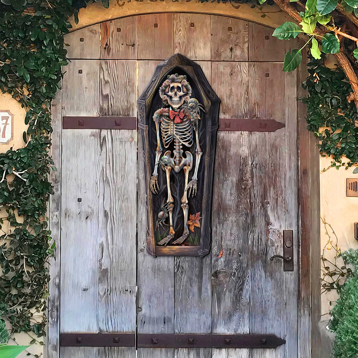 Decoración navideña con esqueleto de ataúd para puerta de G. DeBrekht - Decoración de Halloween - 8652797H