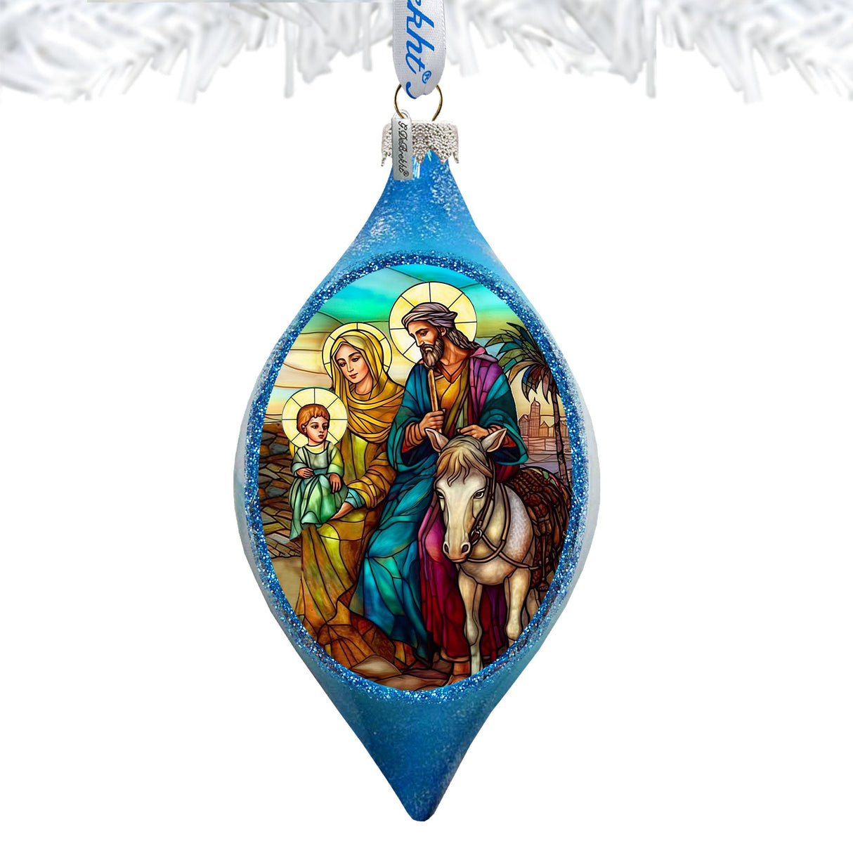Holy Family Drop Glass Ornament by G. Debrekht - Nativity Holiday Decor - 757-054