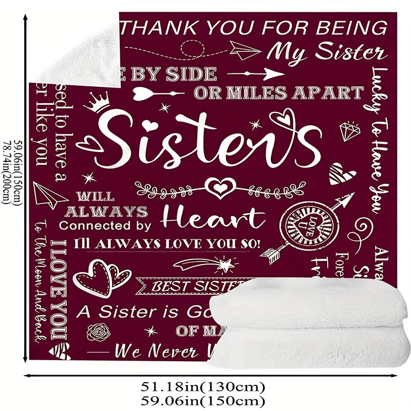 1pc To Sisters Gift Blanket, Lady's Gift, Sister Gift, Birthday Gift, Christmas Soft Cozy Purple Flannel Blanket