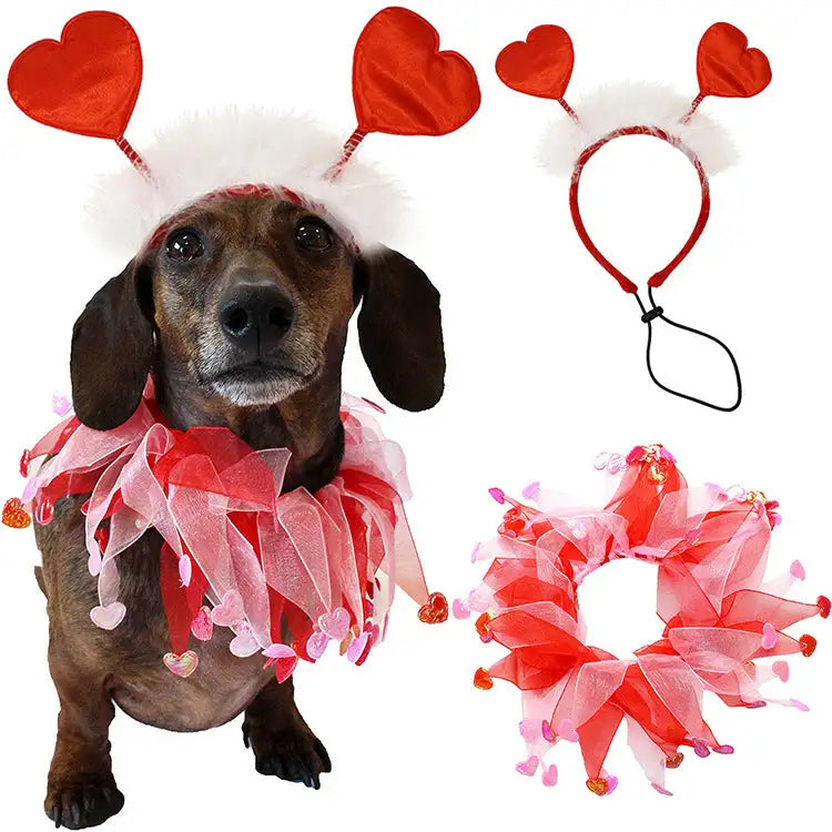 2025 Pets Valentine's Day Decoration Pet Scar Valentine's Day Hairband Dog Party Decoration Prop Dog Accessories Pet Products - Lootquake