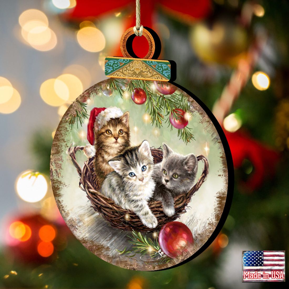 Christmas Kittens Wooden Ornaments by Gelsinger - Christmas Decor - 8021117-1607