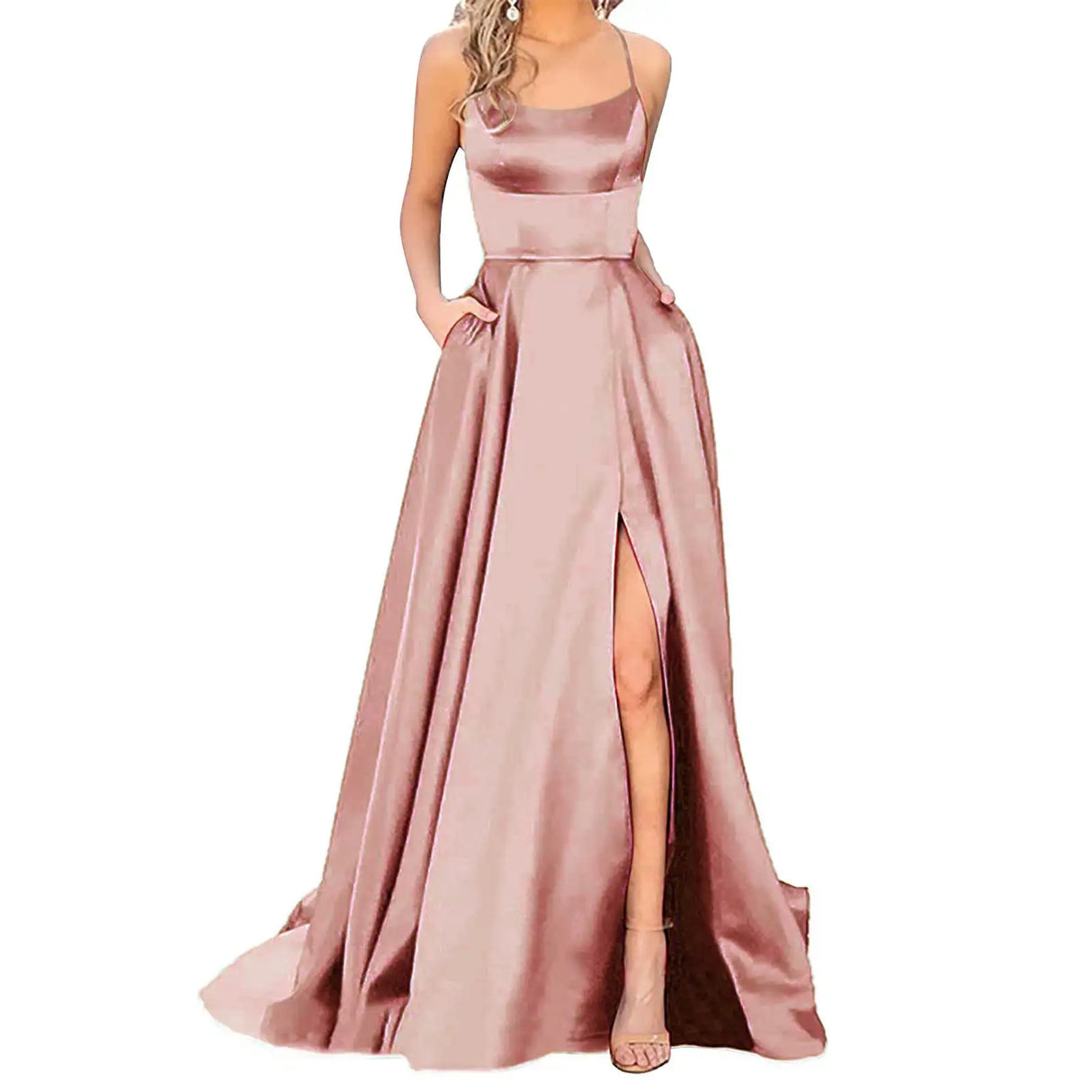 Solid Color Long Slimming And Shoulder Hollow Girlfriends Fashion Bridesmaid Party Dress - Lootquake