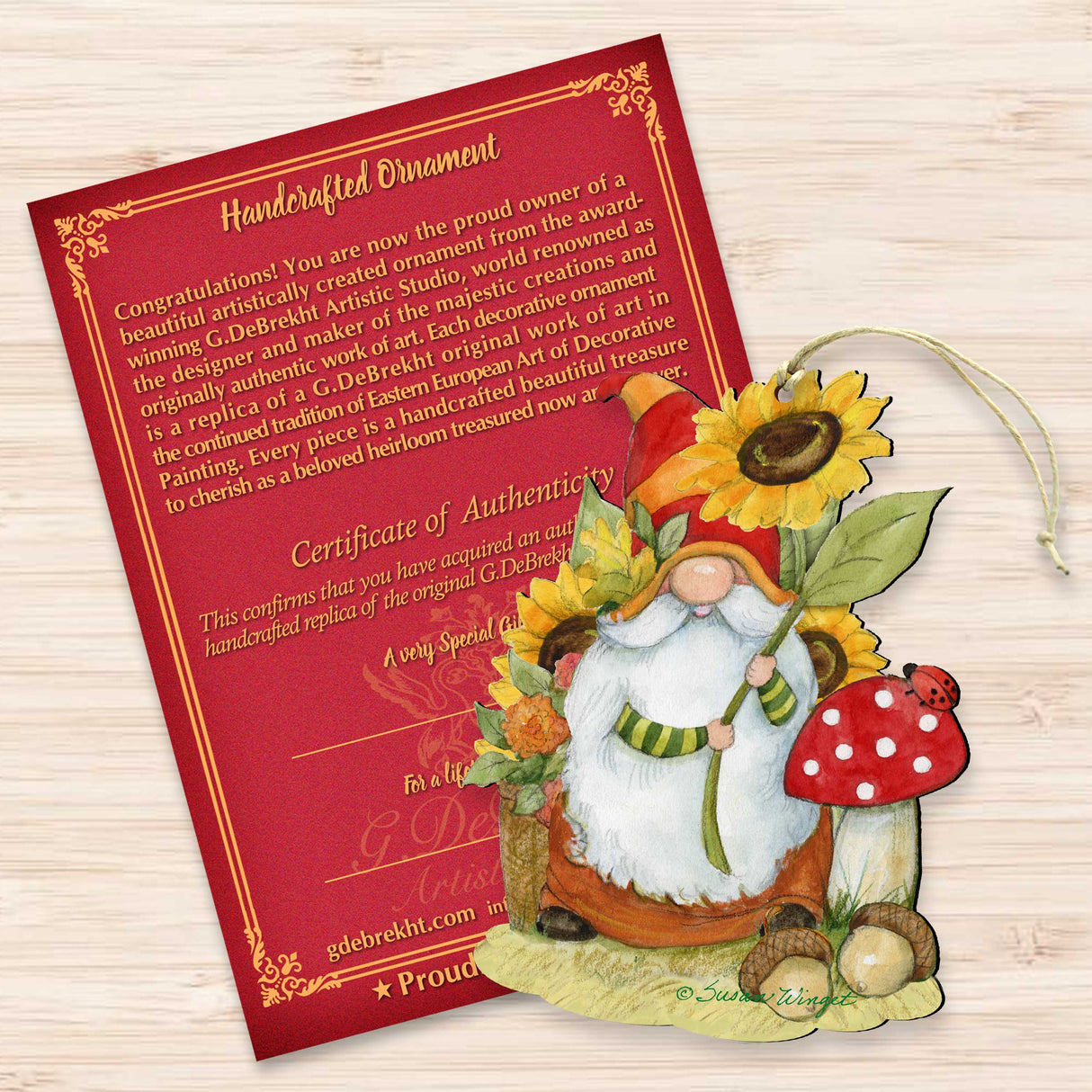 Fall Decoration Harvest Gnome Sunflower Gnome Handmade Gift Autumn Adornment Wooden Ornament by Susan Winget - 8471206-SW