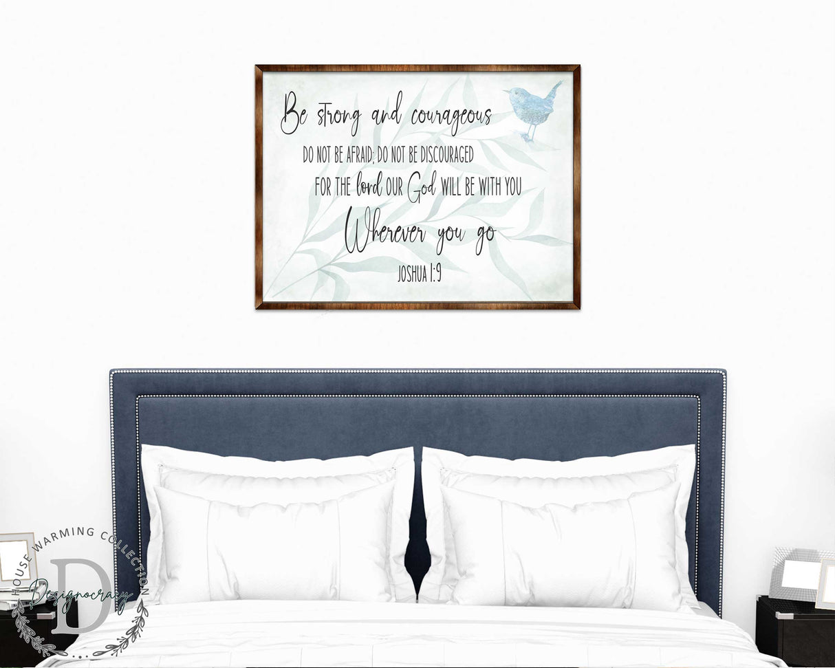 Be Strong and Courageous - God Will Be With You - Wooden Christian Art - Contemporary Sign - Living Room Decor - Joshua 1:9 - Inspirational Wall Art - 310331