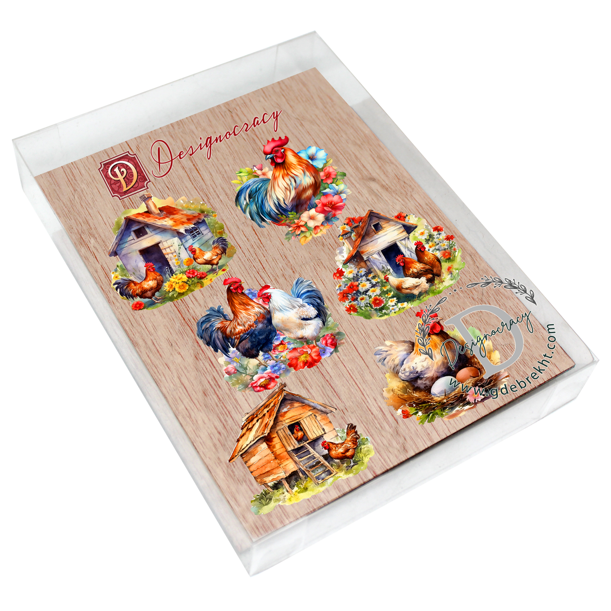 Spring on the Farm Decorative Wooden Clip-on Ornaments Set of 6 by G. Debrekht - Easter Decor - 8090056C-S6