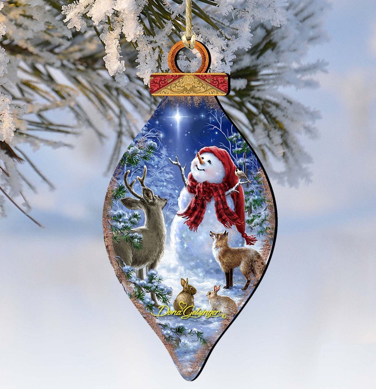 Heaven and Snowman Wooden Ornaments by Gelsinger - Christmas Santa Snowman Decor - 8041149-1801