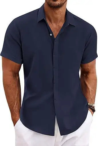 Men's Shirt Short Sleeve Casual Buckle - Lootquake
