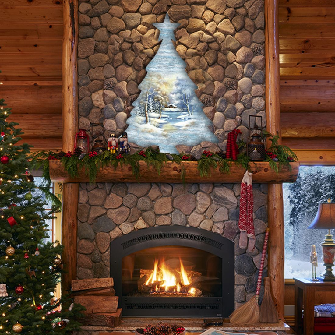 Decoración de puerta con árbol de invierno y fauna silvestre - G. DeBrekht - Decoración navideña con fauna silvestre - 8198812H