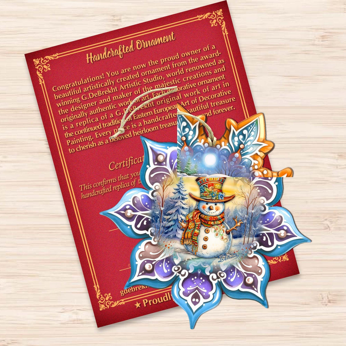 Adornos de madera con copos de nieve morados de G. Debrekht - Decoración navideña de Papá Noel - 8688426