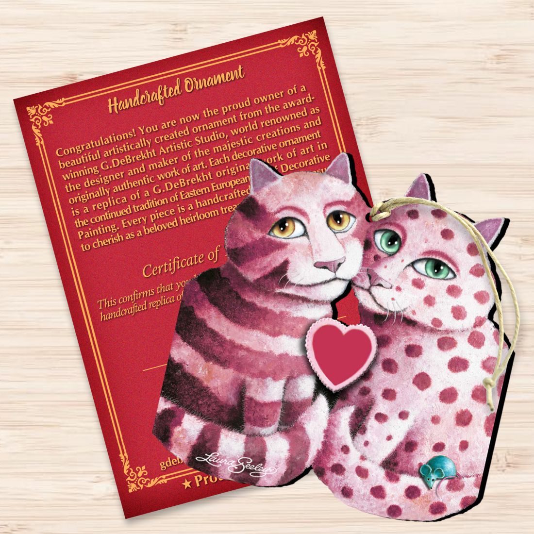 First Date Cat Wooden Ornaments by Laura Seeley - Pets Dog and Cats Decor - 8512060-LS