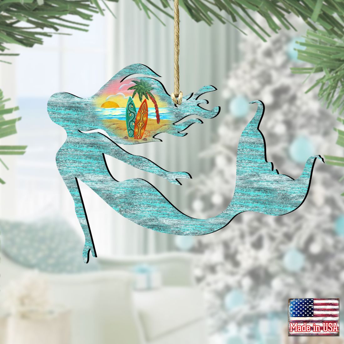 Mermaid Wooden Ornaments by G. DeBrekht - Coastal Holiday Decor - 8198514