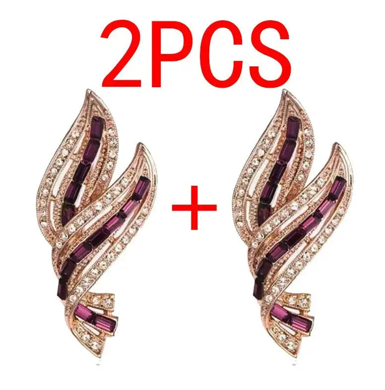 New Xiaoxiangfeng Diamond Studded Leaf Brooch - Lootquake