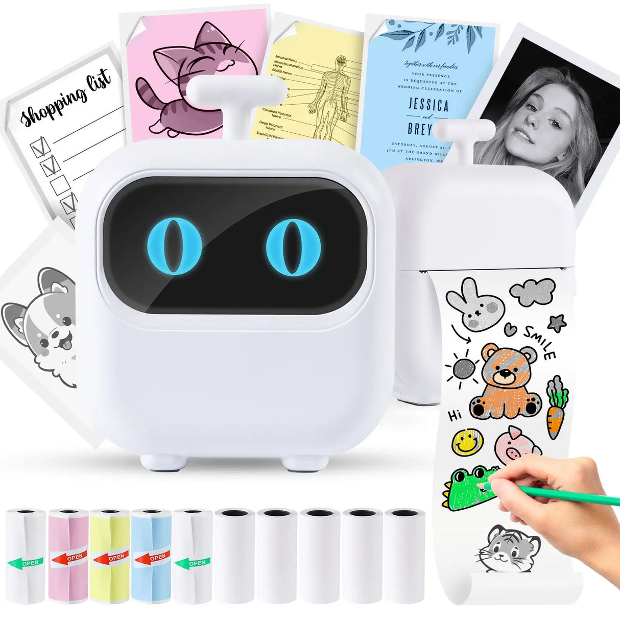 Mini Printer, All Purpose Sticker Maker With Thermal Papers, Bluetooth Portable Printer All Purpose - Lootquake