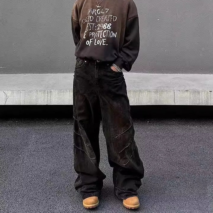 High Street Design Distressed And Dirty Waste-style Jeans For Men - Lootquake