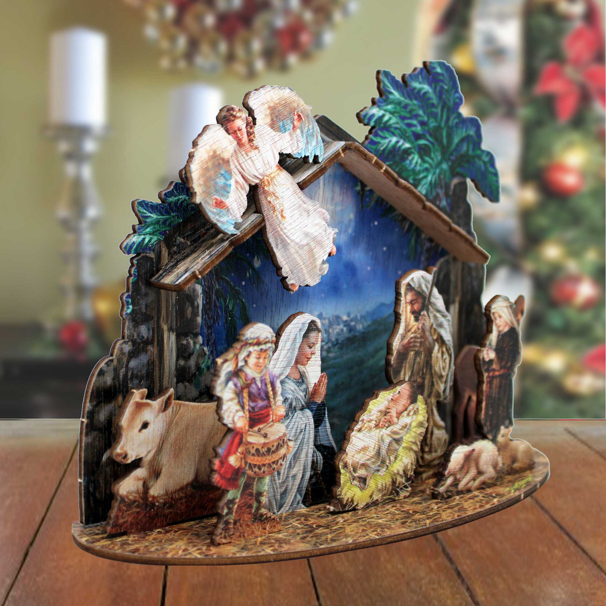 Nativity with Angel Decorative Village Set by D. Gelsinger Nativity Holiday Decor - 852760