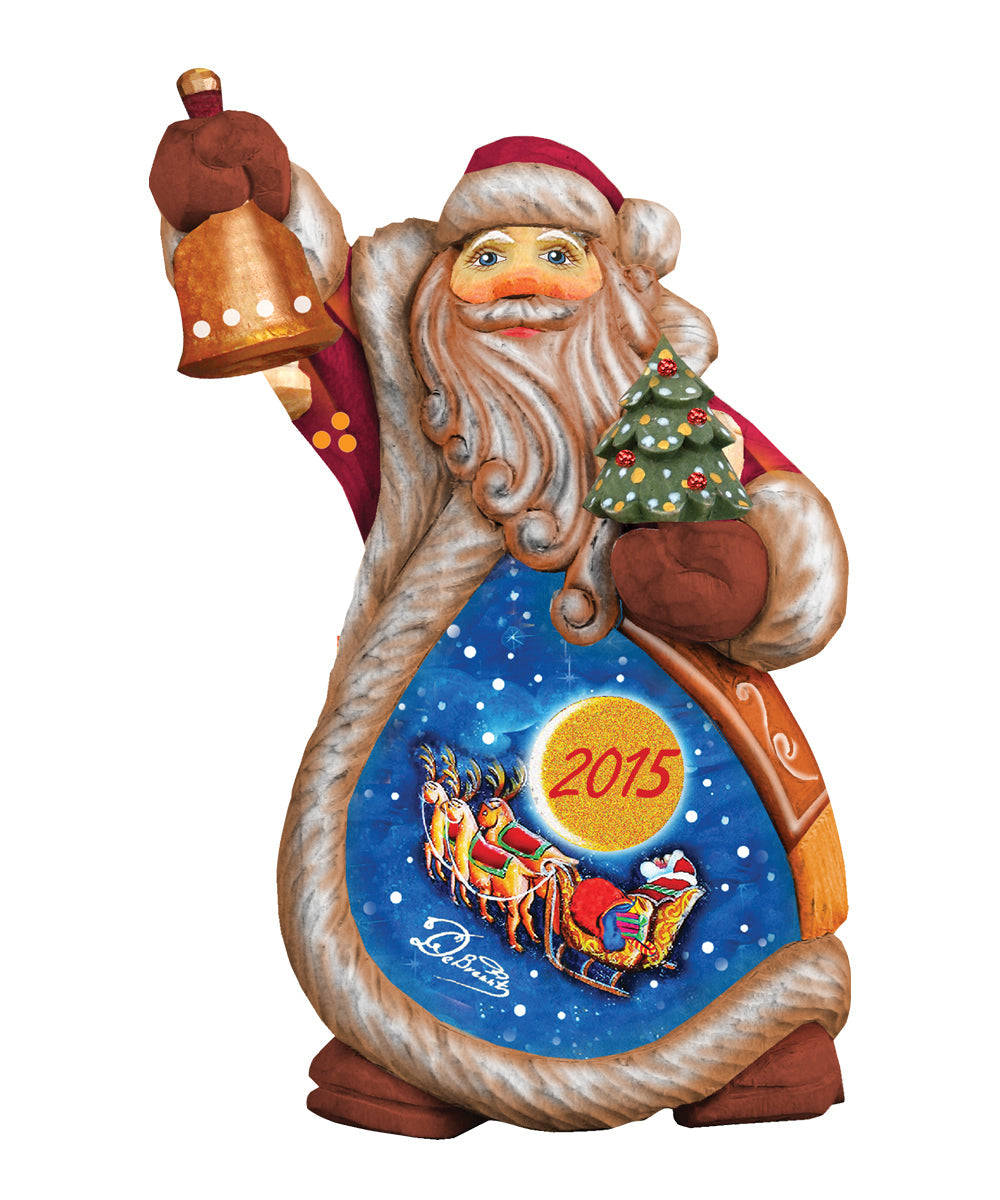 Figura navideña de Papá Noel esculpida y pintada a mano por G. DeBrekht - Decoración navideña de muñeco de nieve de Papá Noel - 6612234