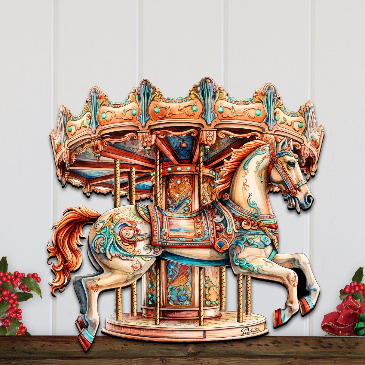 Carousel Horse Holiday Door Decor by G. Debrekht - Christmas Decor - 8611027H