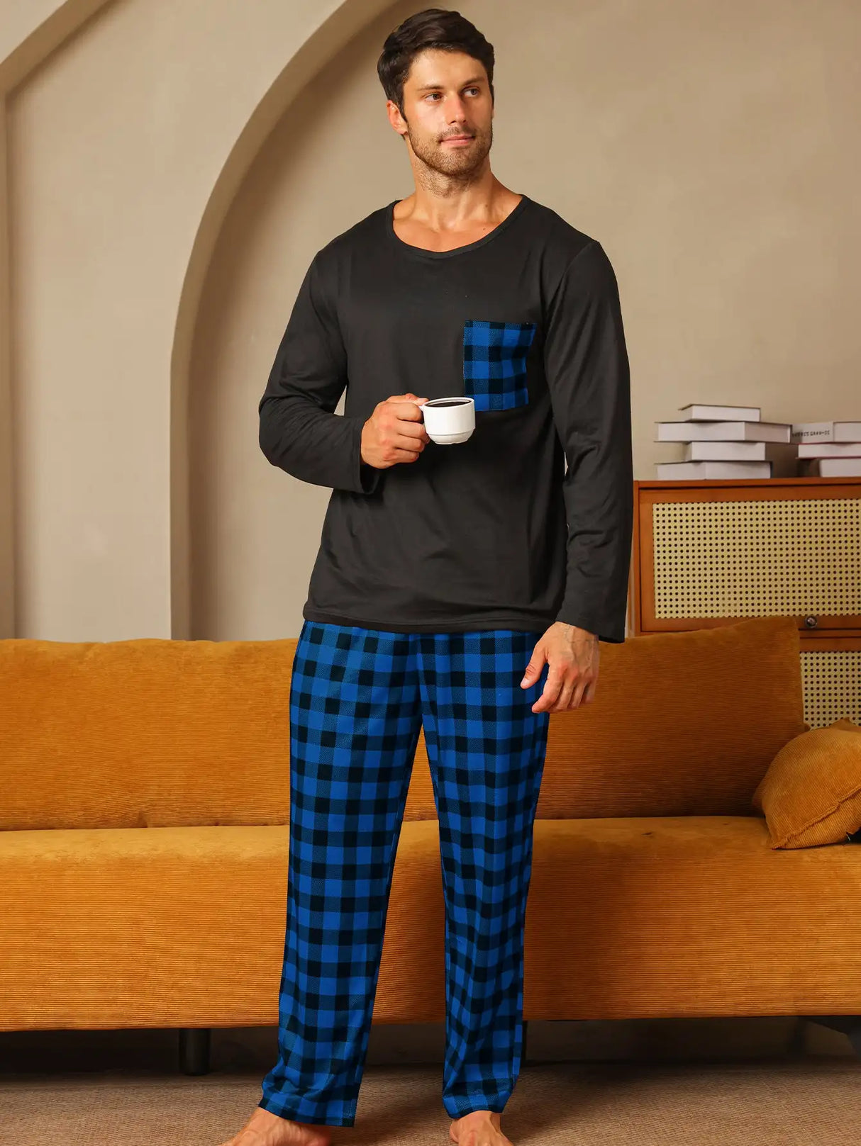 Ice Silk Long Sleeve Long Pants Men's Pajama Set - Lootquake