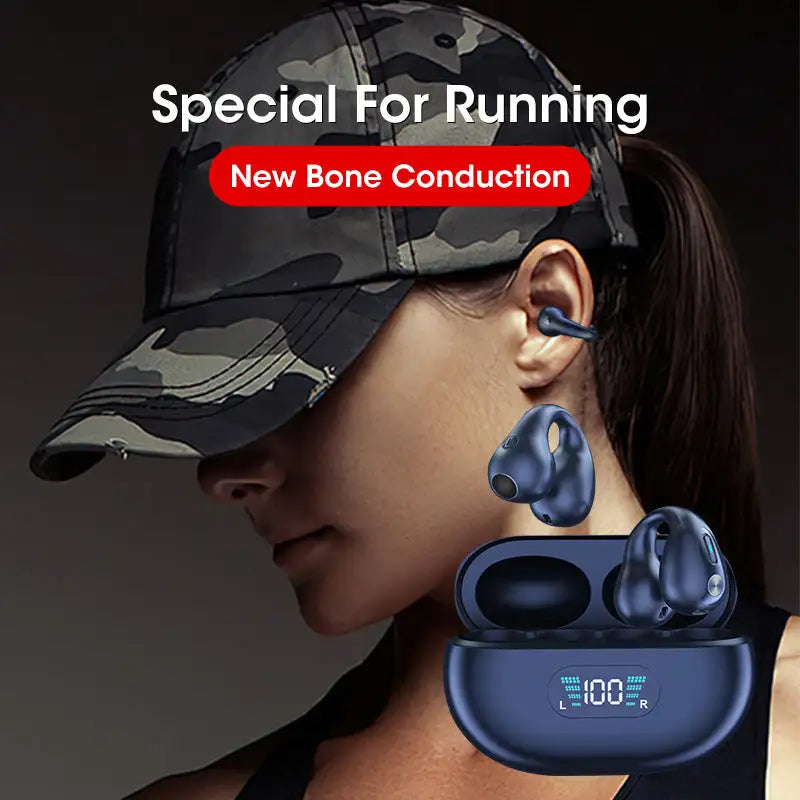Bone Conduction Headphones TWS Earbuds Ear Clip Bluetooth 5.3 Touch Wireless Earphone In-Ear Bass HIFI Sports Headset - Lootquake