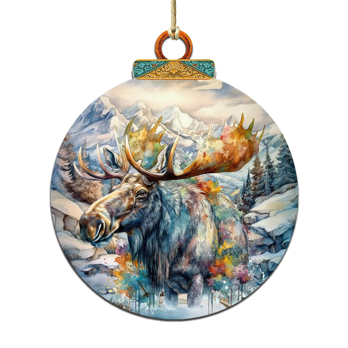 Mighty Moose Of Alaska Wooden Ornaments by G.Debrekht - Wildlife Holiday Decor - 870054