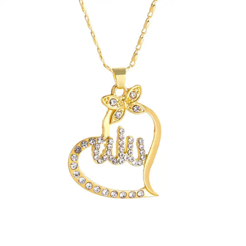 Creative Heart Full Diamond Fashion Hollowed-out Necklace - Lootquake