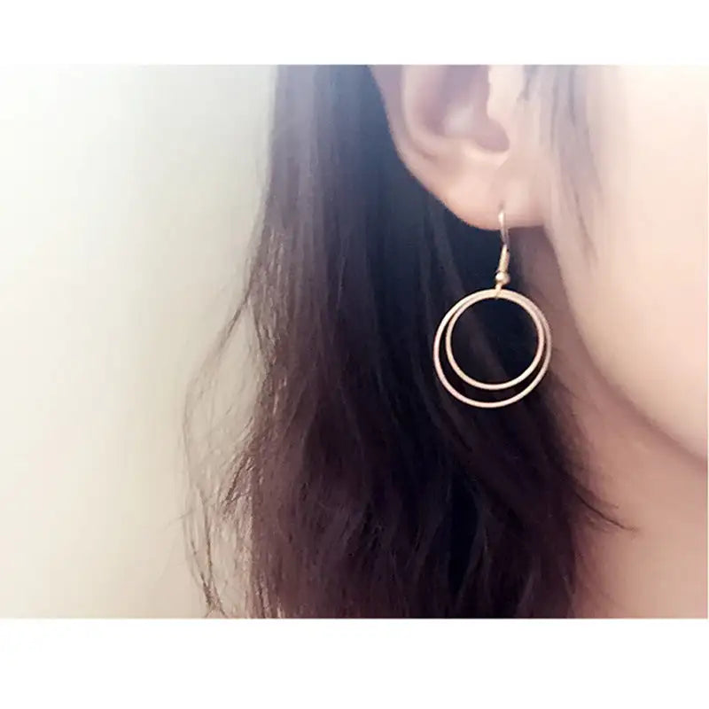 Metal Double-layer Geometric Small Circle - Lootquake